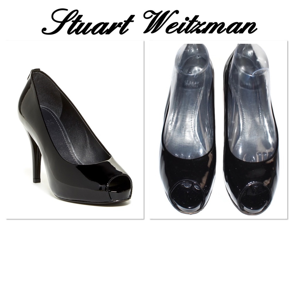 Stuart Weitzman Sierra Black Leather Heels (10M)
